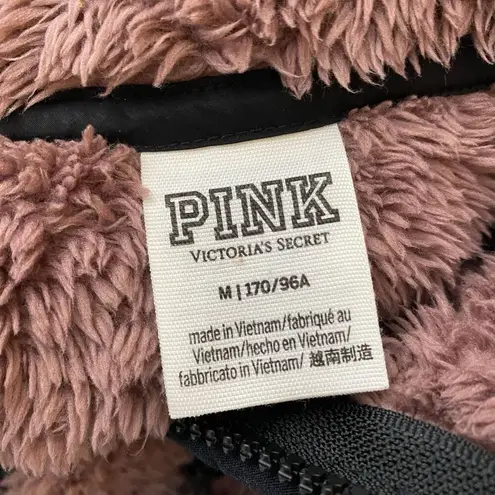 VS PINK Teddy Fleece Half Zip Pullover Sweater Sweatshirt Jacket Size Medium