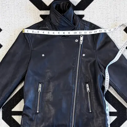 Reiss Gia Leather Biker Jacket in Black Size 6