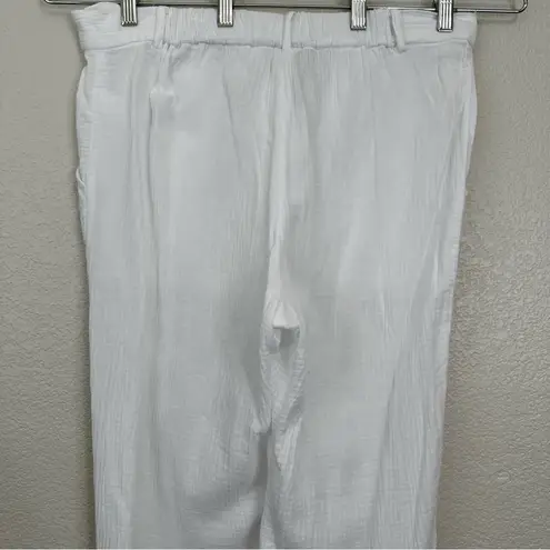 Magaschoni 100% Organic Cotton White Gauzy Women’s Pants, Sz Large