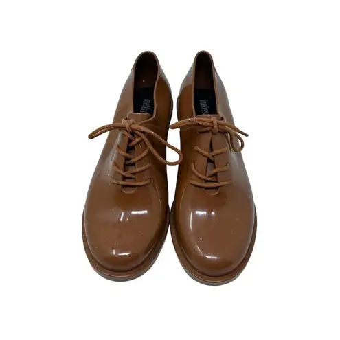 Melissa Dubrokva Rubber Oxford Heeled Shoes Tan Brown Size US 8