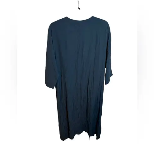 Haight Deep Teal Short Sleeve Long Line Open Front Duster Cardugan Blue
