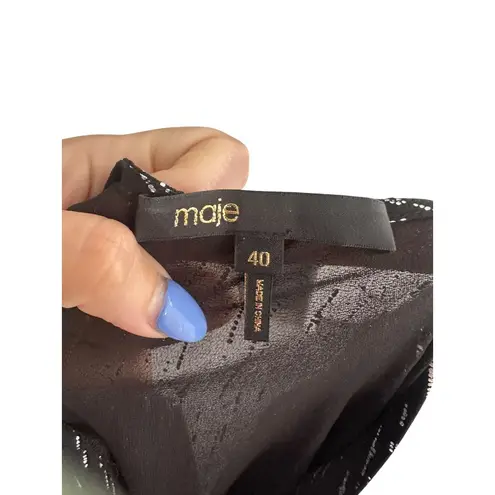 Maje Black Sheet Metallic Long Sleeve Black Maxi Dress Size 40 / US Large