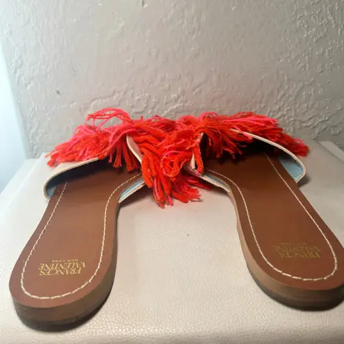 Frances Valentine New York Fringed Slides Sandals Orange Size 9B Sample