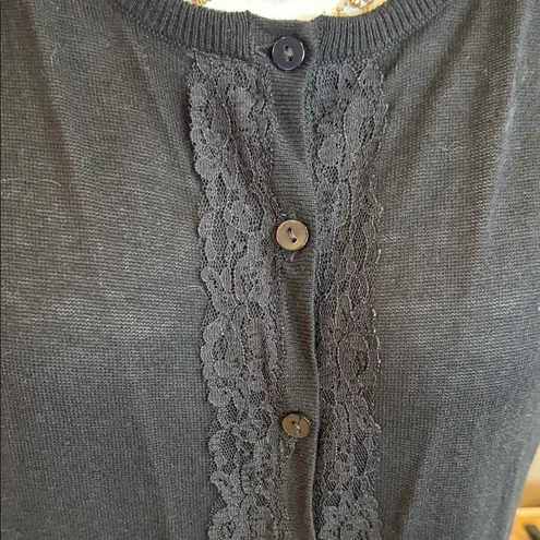 Metaphor Lightweight Black Cotton Blend Button Up Cardigan Lace NWT Size Large - Image 4