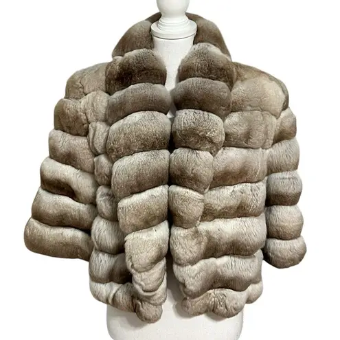 Smith Fine Furs Womens Natural Chinchilla Fur Bolero Jacket Size M Formal Event Gray Size M