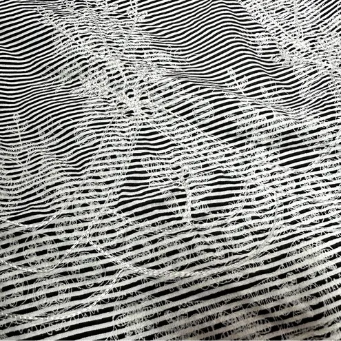 Ny Collection Black White Striped Skirt w/ Embroidered Hem | Size 6