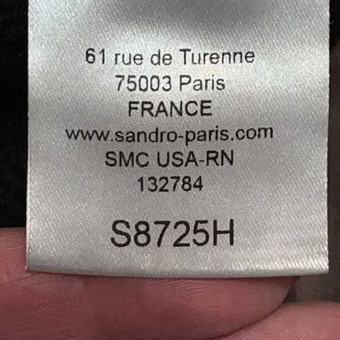 Sandro Houndstooth Sweater Black White Chunky Knit Oversized Women Medium Wool