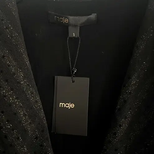 Maje Ralone Mesh Polka-Dot Metallic Flecked Striped Dress, Size 1 (S) NWT $570