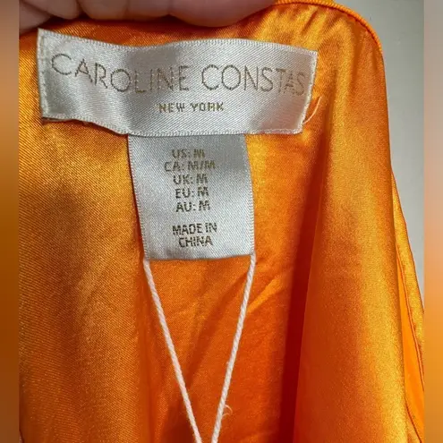 NEW Caroline Constas Bright Orange High Neck Sequin Midi Dress Size Medium