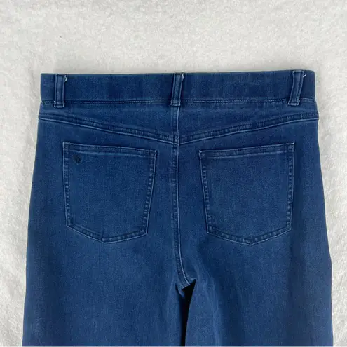 Betabrand Stretch Blue Pull On Yoga Denim High Rise Wide Leg Pants Size M