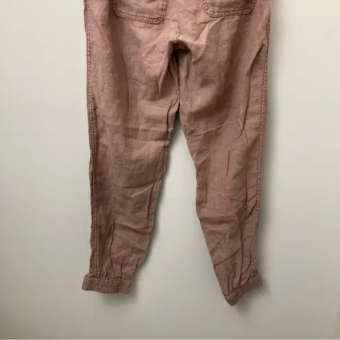 Cynthia Rowley  100% Linen Brown/Tan Lounge Drawstring Joggers Size Medium