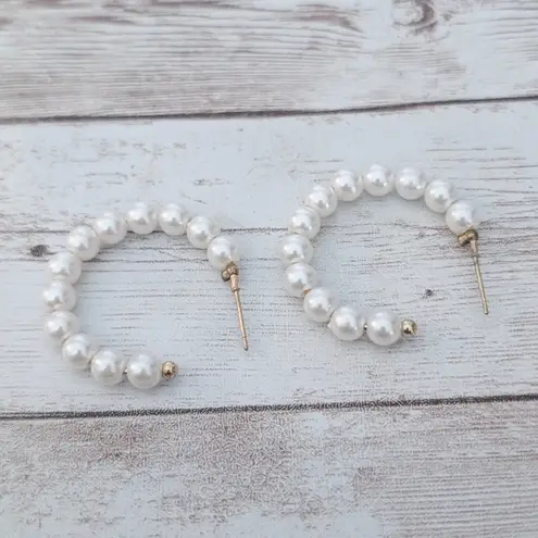 Vintage Earrings for Pierced Ears Faux Pearl Hoop Like Large Statement