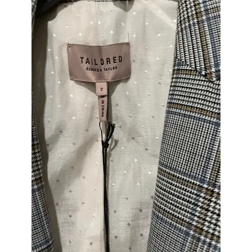 Rebecca Taylor Plaid Wool Blend Peplum Blazer Size 2 New with Tags