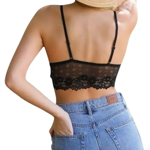 Black Floral Lacy Strappy Bralette Coachella