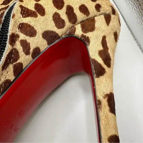 Christian Louboutin  Miss Clichy Leopard Print Platform Ankle Booties Sz 40