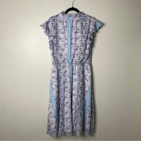 Julia Jordan Purple Blue Floral Ruffle Flutter Sleeve Dress 8 Cottagecore