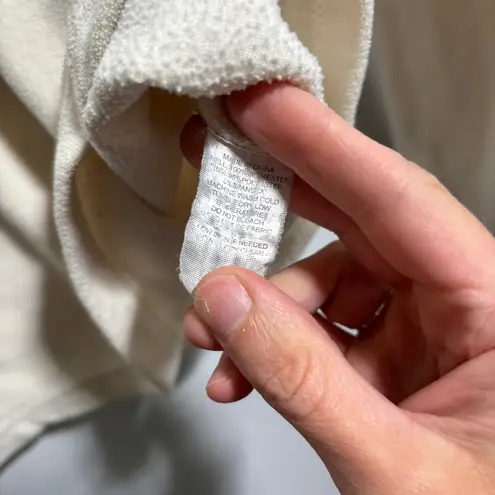 prAna VTG Cream Fleece Long Sleeve Top Brown Velvet Collar Trim Womens S Y2K