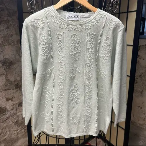 Jantzen Vintage Jazten Hand Embroidered Sweater-Sage Green- Medium