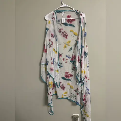 Dress Barn  Open Cardigan Floral Duster Kimono Sleeveless Boho Resort Light New