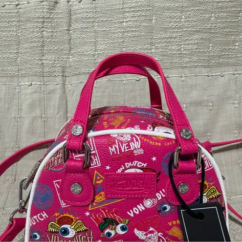 Von Dutch Jax Hot Pink and Black Graphic Bowling Luxury Bag