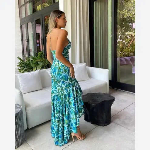 AMUR Edie Tie Neck Gown Floral Maxi size 4 Blue