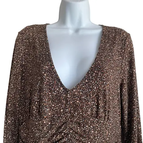 Robbie Bee VTG Maxi Dress Women 10 High Ruched Waist Ditsy Print Modest Retro