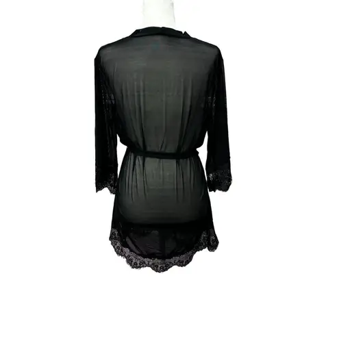 Shirley Of Hollywood Robe Black Mesh & Lace Size L Size L