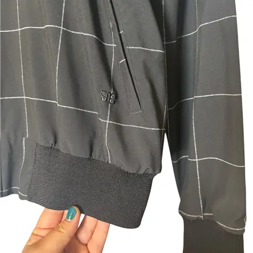 ALBION FIT Women's Black Checkered Bomber Jacket- Size Medium