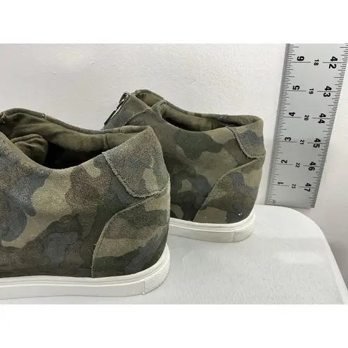 Blondo Womans Waterproof High Top Sneaker Bootie 8.5 M Green Camo Wedge