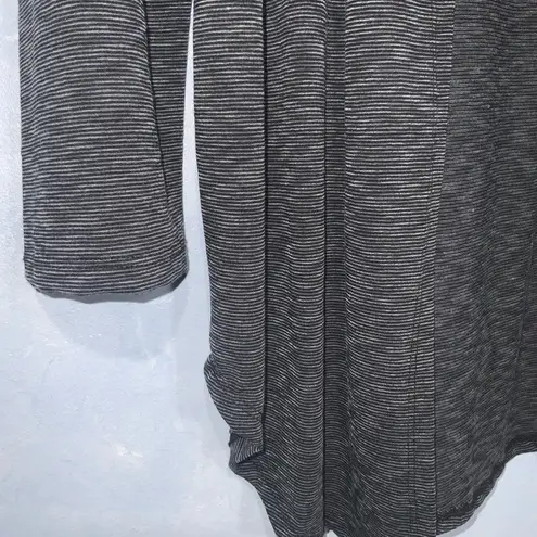 Scarlett Black & Gray Striped Hooded Open Front Lightweight Cardigan Tunic 1X