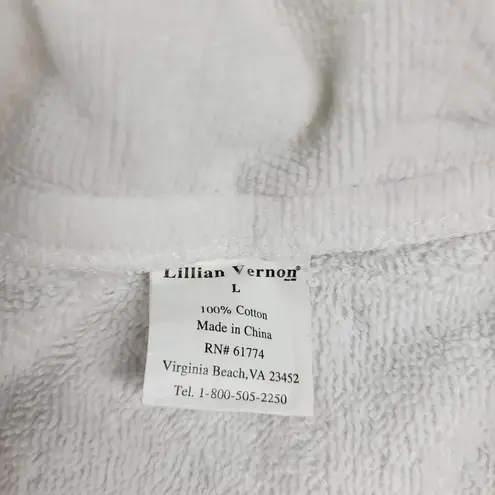 Lillian Vernon Terrycloth Robe Womens Large White 100% Cotton Collared Belted