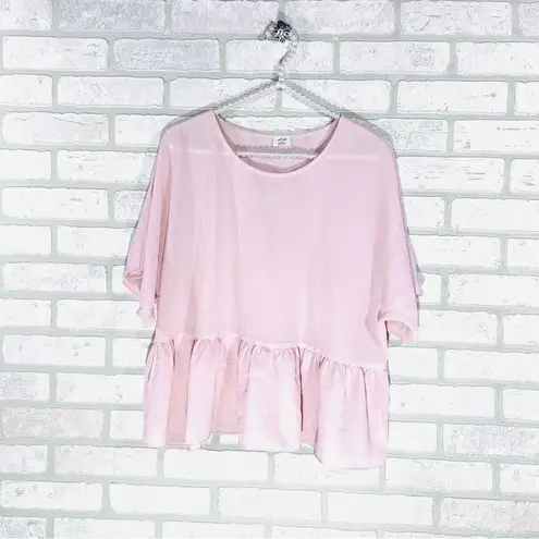 Wilfred Aritzia Macee Blush Pink Flutter Sleeve Peplum Blouse Size M