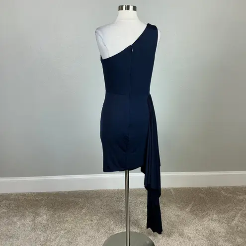 XScape One Shoulder Sleeveless Bodycon Mini Sheath Cocktail Dress Blue Size 10