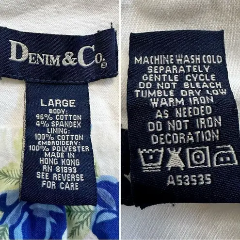 Denim & Co Vintage Embroidered Stretch Long Sleeves Jean Jacket