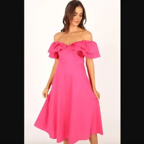 Petal and Pup  Cabo Magenta Frill Sleeve Midi Dress M