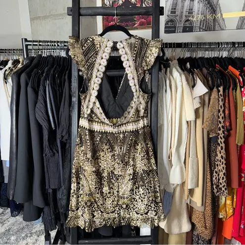 Hello Molly  Match Me Black Sequin Embellished Cutout Mini Dress