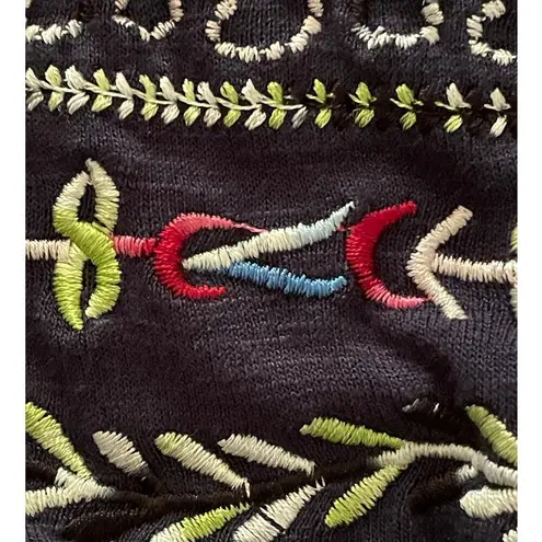 Desigual Damen Black Embroidered Short Sleeve T-Shirt Medium