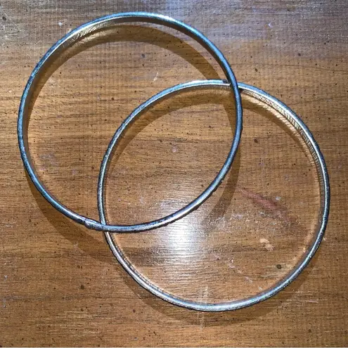 Silver Bangle Bracelets Set of 2