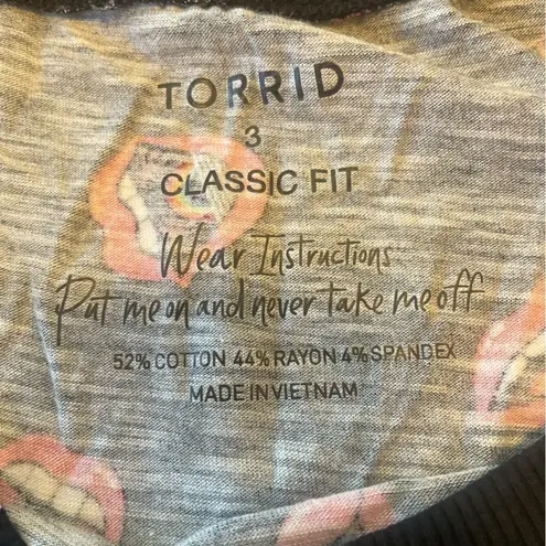 Torrid  Vintage Super Soft Slub Crew Neck Tee Rainbow Lips Print Womens 3X