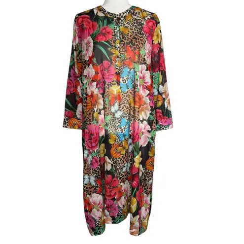 Johnny Was NWOT Sandra Seaside Dress M Floral Butterfly Leopard Boho Pockets