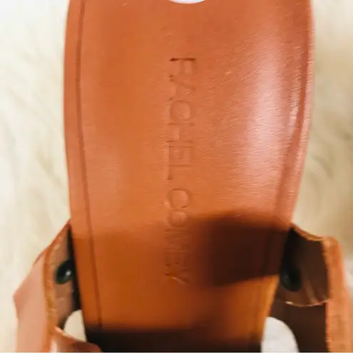 Rachel Comey Brown Leather Mule Clog Wedge Sandal Tawny Woven Stud Size 6