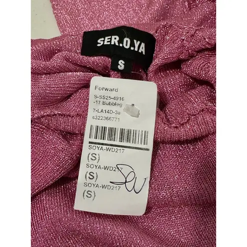 SER.O.YA Rae Metallic Mini Dress in Bubblegum Pink Small New Womens Knit