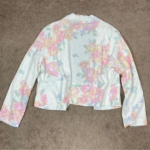 Old Navy 3/$30  | Linen Blend Floral Pastel Open Front Blazer L - Image 6