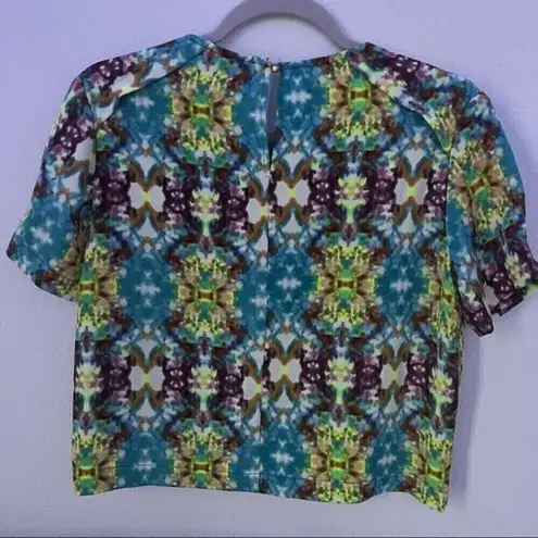 Forever 21 Vintage 90s Kaleidoscope Print Crop Top | Short Sleeve | Size S Yellow