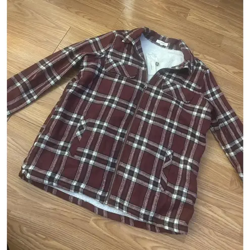 No Comment Sherpa Lined Full Zip Flannel Shirt Size Small