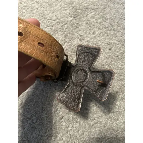 Tony Lama brown leather belt 36 unisex western cross heavy cowboy Cowgirl