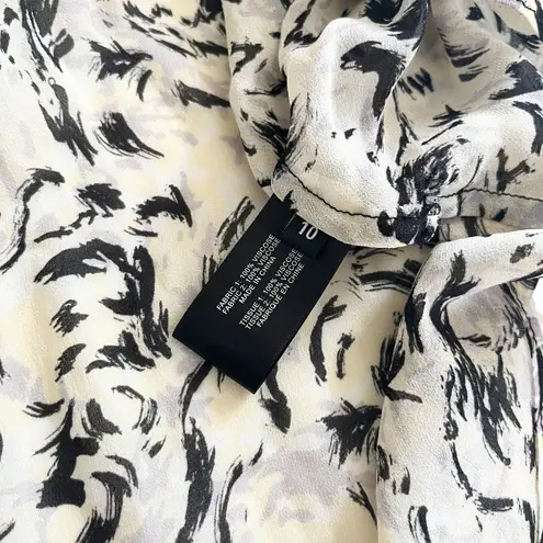 Proenza Schouler Abstract Animal Print Crepe Chiffon Blouse In Butter Black 10