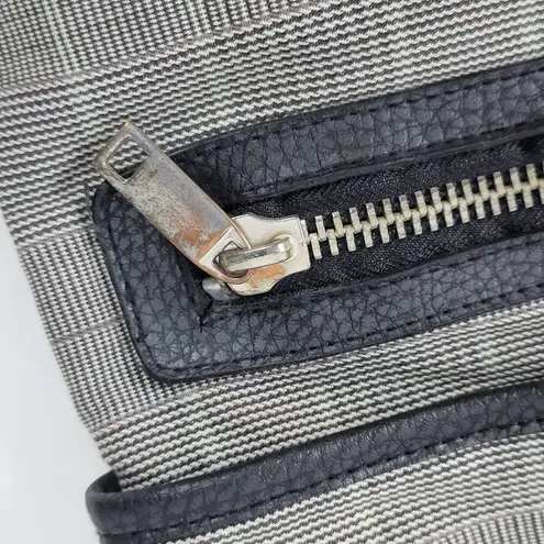 Diesel Women's Tote Gray OS Plaid Check Leather Trim Double Strap Shoulder Bag