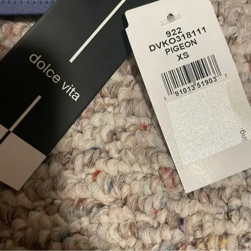 NWT l Dolce Vita Gray Embroidery Pom Pom Bikini Top Swimsuit