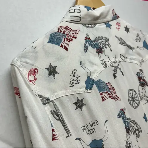 Cruel Shirt Women Medium *no Tag* Bull Western Cowgirl Horse America USA FLAG White